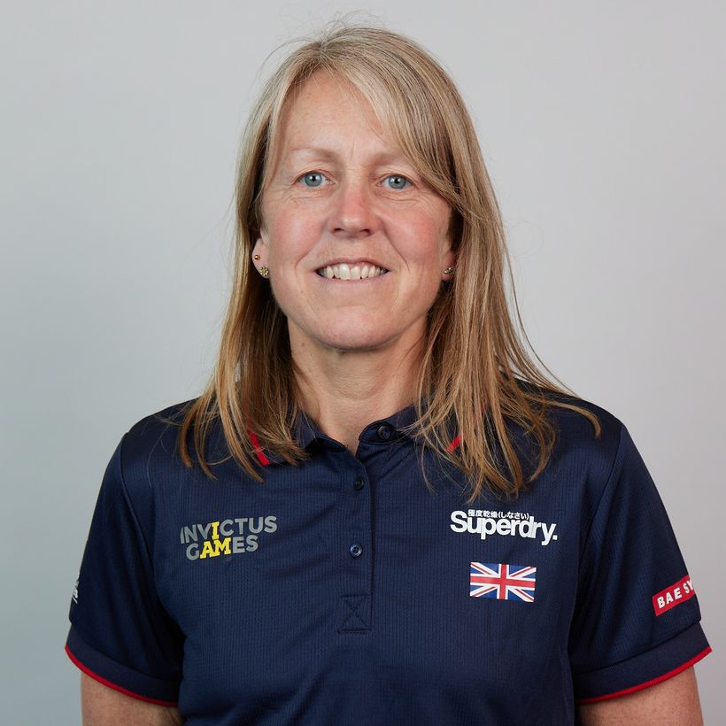 Sally wearing her team UK navy kit